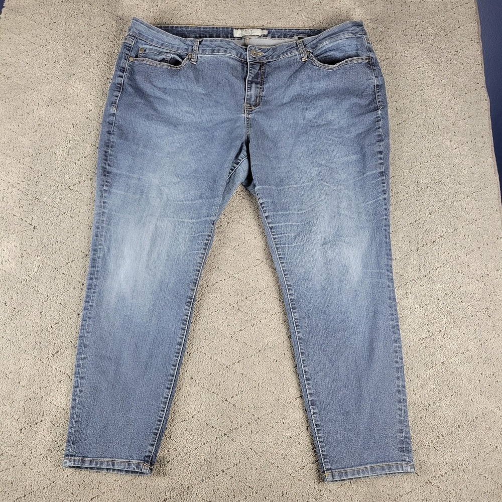 Torrid Jeans Womens 24S‎ Blue High Rise Tapered Medium Wash Stretch Denim